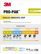 Feuille Papier Abrasif - Marque 3M - PRO-PAK - 255 Gold - Grain P80 - Paquet de 10