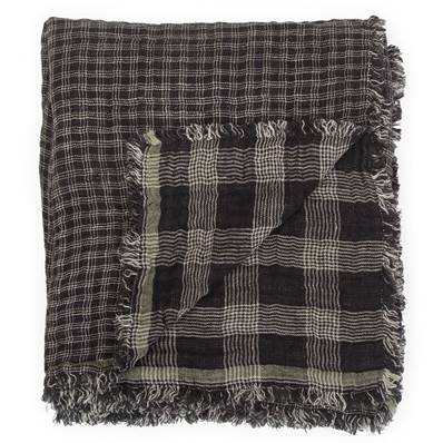 Plaid en Lin Inverness Noir 160 x 160cm - Le Monde Sauvage