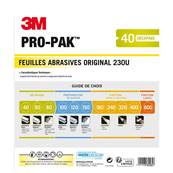 Feuille Papier Abrasif - Marque 3M - PRO-PAK - Original 230&235 Vert - Grain P40 - Paquet Complet