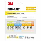 Feuille Papier Abrasif - Marque 3M - PRO-PAK - 255 Gold - Grain P180 - Paquet Complet