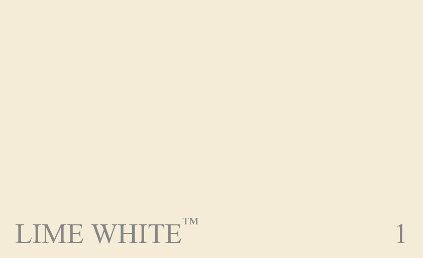 Couleur Peinture Farrow & Ball 01 Lime White : Couleur neutre. Aucune date, simplement la couleur d’une peinture à la chaux ou d’une détrempe douce d’un blanc particulièrement vif, sans aucune coloration.