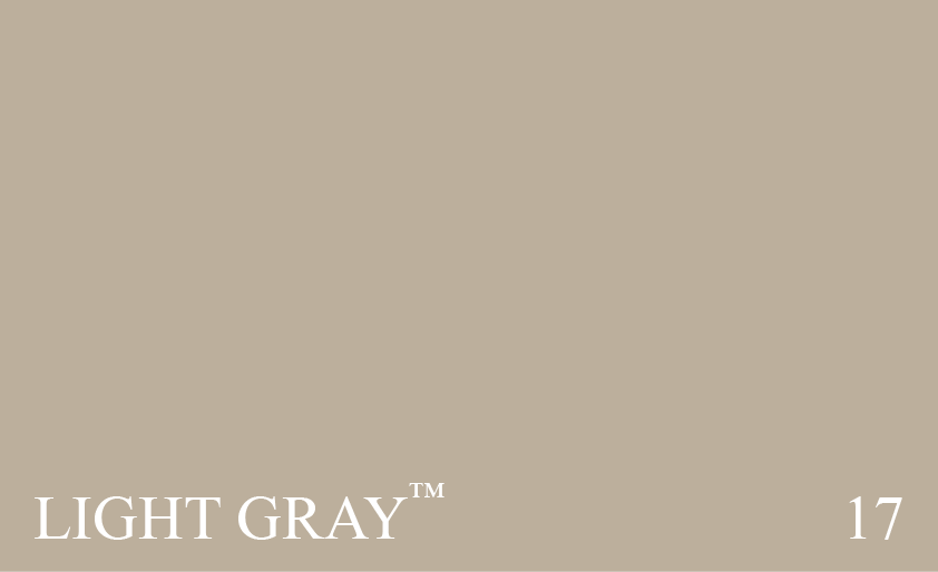 Couleur 17 Light Gray : Couleur neutre. A utiliser seule pour imiter la pierre, ou d’aspect blanc si associée par exemple au no. 56 Etruscan Red.