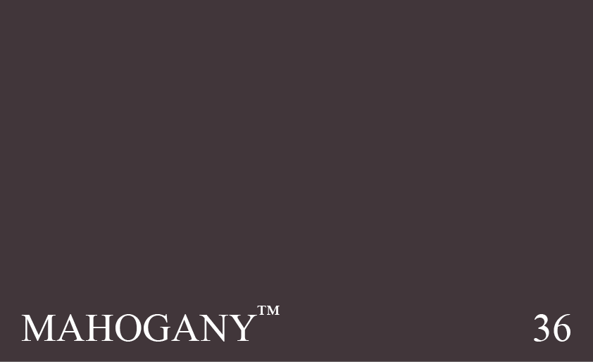 Couleur 36 Mahogany : Une couleur standard très utile pour imiter l’acajou à l’intérieur comme à l’extérieur et comme variante du « faux-bois ». Un exemple de cette couleur apparaît aujourd’hui sur les portes de Marble Hall à Kedleston.