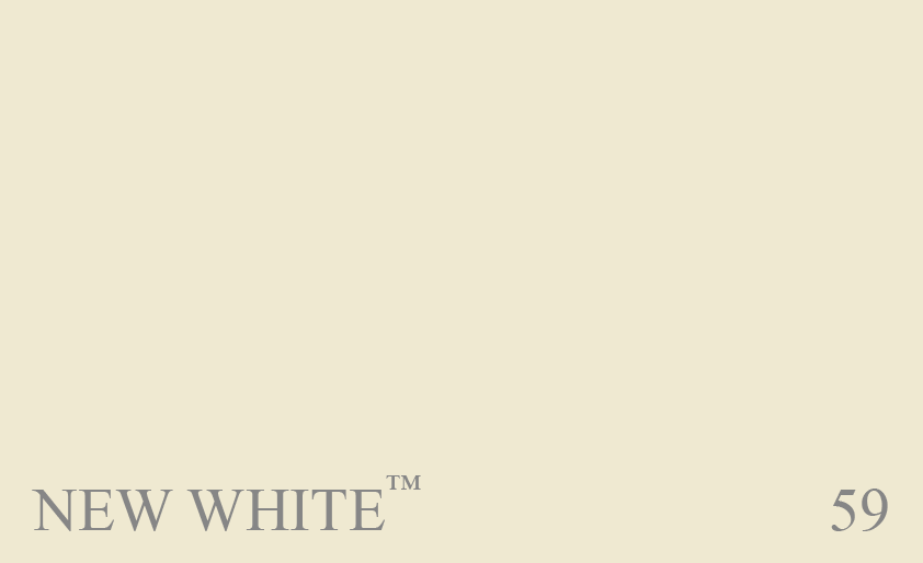 Couleur Peinture Farrow & Ball 59 New White : Couleur neutre. Plus claire que le très populaire no. 3 Off-White, cette couleur est aussi légèrement plus chaude. Un « blanc » idéal à utiliser avec certaines des couleurs les plus vives.