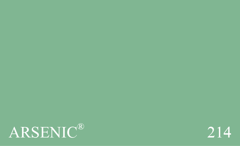 Couleur 214 Arsenic : Une couleur de fond vert, vert-de-gris, initialement utilisée comme fond pour notre papier Empire « Bumble Bee ».