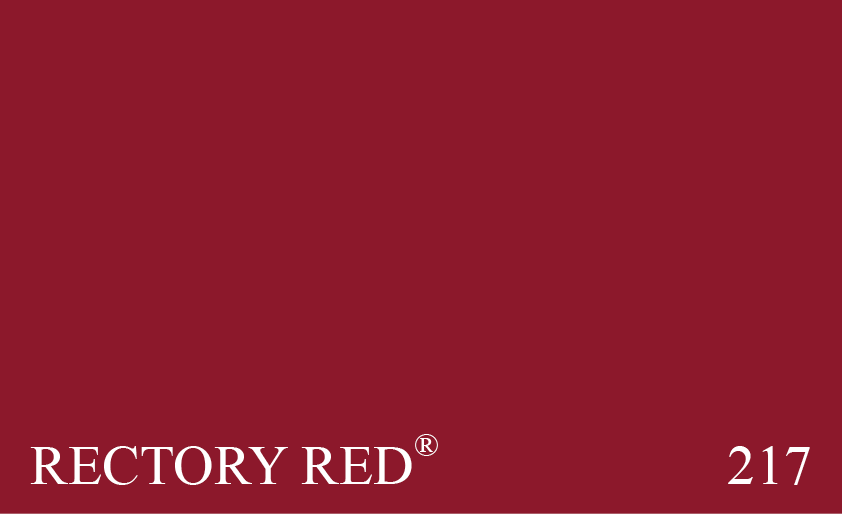 Couleur Peinture Farrow & Ball 217 Rectory Red : Le vermillon, utilisé dans le no. 212 Blazer, était souvent élaboré de façon plus économique en ajoutant un plomb rouge; ce dernier, en noircissant avec l’âge, donne le rouge du Rectory Red.