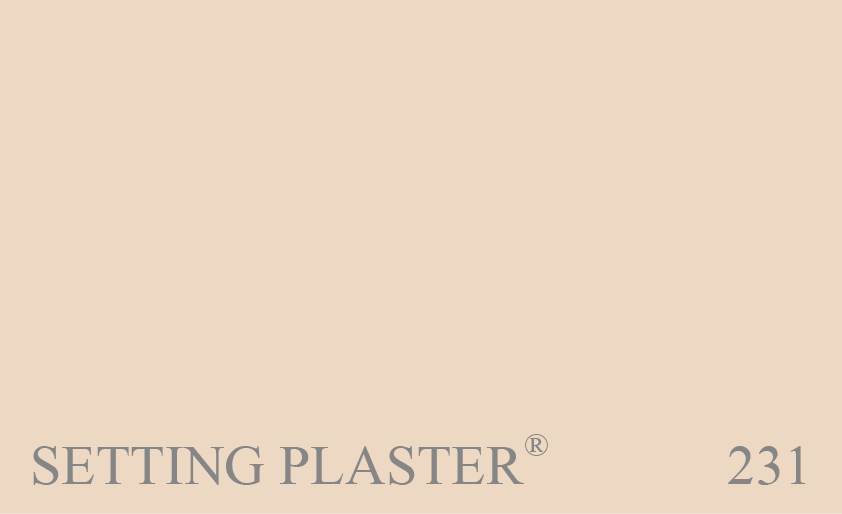 Couleur 231 Setting Plaster : Une couleur définitivement rose en termes historiques, qui conviendra à ceux qui recherchent une couleur pleine et unie pour refléter la couleur du plâtre. Essayez de l’utiliser sur des murs avec des blancs froids plus clairs.