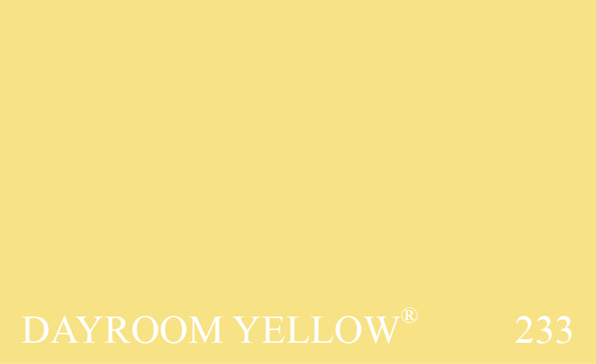 Couleur Peinture Farrow & Ball 233 Dayroom Yellow : Si populaires au cours des années 1980 et 1990, ces jaunes ensoleillés trouvent en fait leur origine dans l’Angleterre des années 1820. C’est une couleur typiquement « Soanienne » ou Régence.