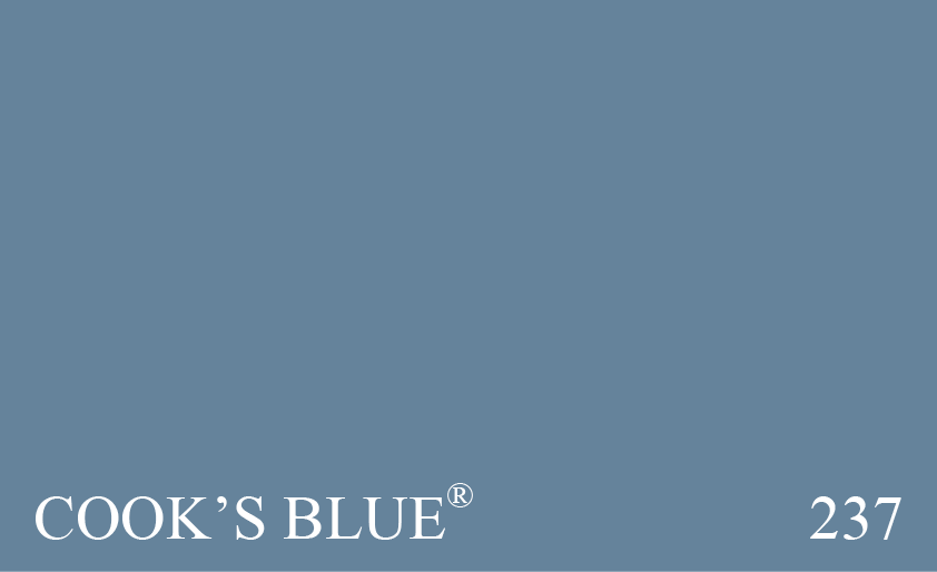 Couleur Peinture Farrow & Ball 237 Cook's Blue : Rminiscence du Cooks Blue, tel quon le trouve dans le livre Farrow & Ball  Paint and Colour in Decoration . Au cours du XIXme sicle, cette couleur tait frquemment utilise dans les cuisines et garde-manger, car elle avait la rputation de repousser les mouches!