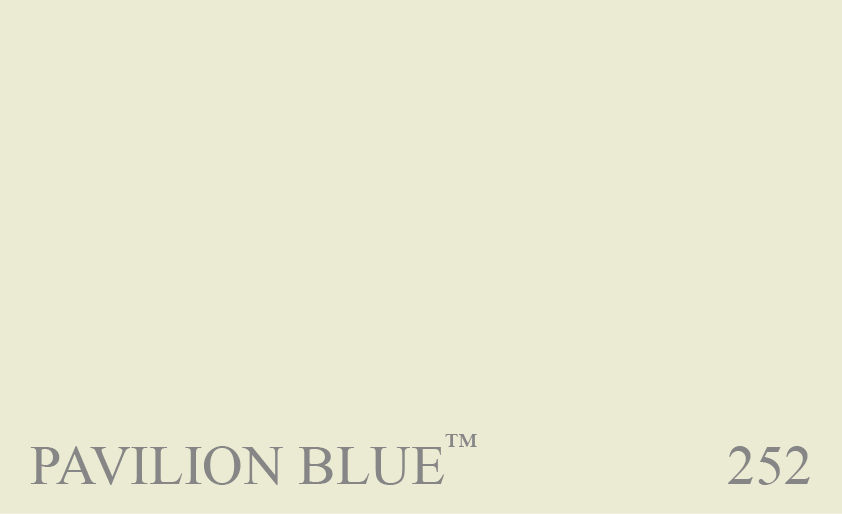 Couleur Peinture Farrow & Ball 252 Pavilion Blue : Cette couleur est au n° 204 Pale Powder ce que le n° 71 Pale Hound est au n° 2 Hound Lemon.