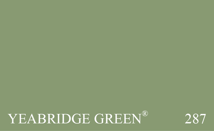 Couleur Peinture Farrow & Ball 287 Yeabridge Green : Un vert pur et frais découvert dans la cuisine d'une ferme de style Géorgien dans le Somerset, lorsque l'armoire à pistolets d'époque fut déplacée.