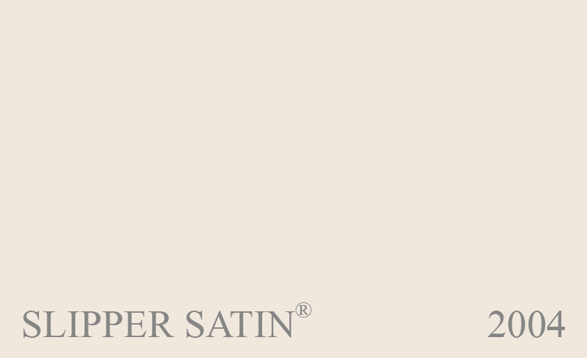 Couleur 2004 Slipper Satin : Couleur neutre. Un blanc cassé très populaire pour les boiseries, associé à des couleurs intenses, ou pour les murs, associé à de nombreux autres blancs, plus clairs ou plus foncés.